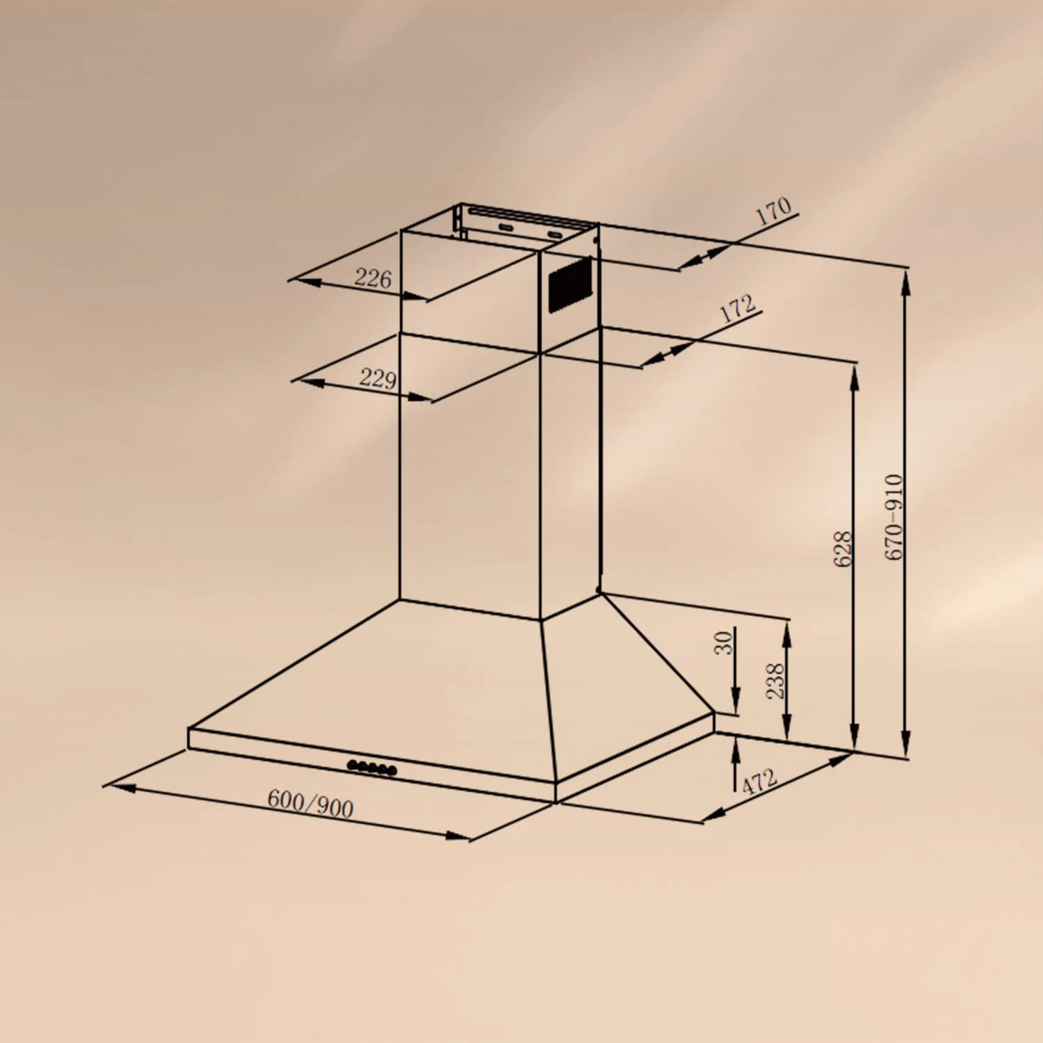 Victoria 90 Dunstabzugshaube 90cm Retro-Design 644,5m³/h 2 LED-Lampen 8 Victoria 90 Dunstabzugshaube 90cm Retro-Design 644,5m³/h 2 LED-Lampen – Bild 6