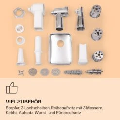 Mighty Mince Elektrischer Fleischwolf 500 - 1361 Watt 3 Lochscheiben -Klarstein 10036478 de 0007 logo