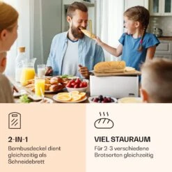 Oklahoma Brotkasten Metall 35,5x15,5x23 Cm Bambus-Deckel Schneidebrett -Klarstein 10037444 de 0003 logo