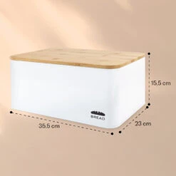 Oklahoma Brotkasten Metall 35,5x15,5x23 Cm Bambus-Deckel Schneidebrett -Klarstein 10037444 yy 0005 logo