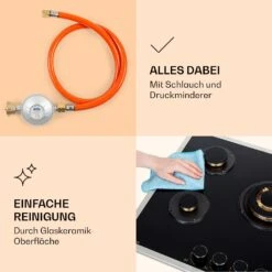 Goldflame 5 Prime Gaskochfeld 5-flammig Messing-Brenner Glaskeramik -Klarstein 10037808 de 0006 logo