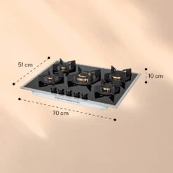 Goldflame 5 Prime Gaskochfeld 5-flammig Messing-Brenner Glaskeramik -Klarstein 10037808 yy 0007 logo