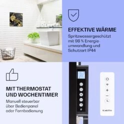 Wonderwall Air Art Smart Infrarotheizung Schwarze Blume 60x60cm 350W -Klarstein 10037829 de 0004 logo