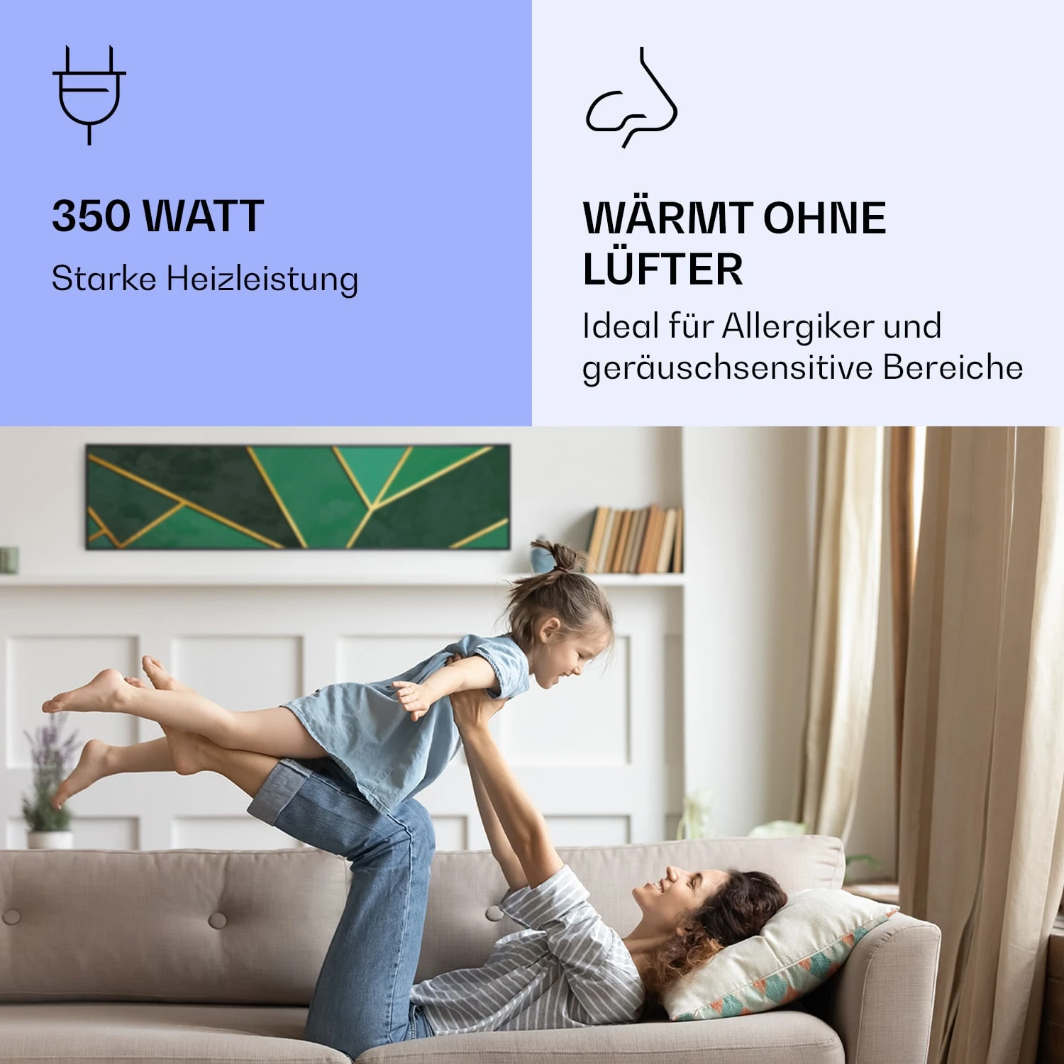 Wonderwall Air Art Smart Infrarotheizung Grüne Linie 120x30cm 350W 7 Wonderwall Air Art Smart Infrarotheizung Grüne Linie 120x30cm 350W – Bild 5