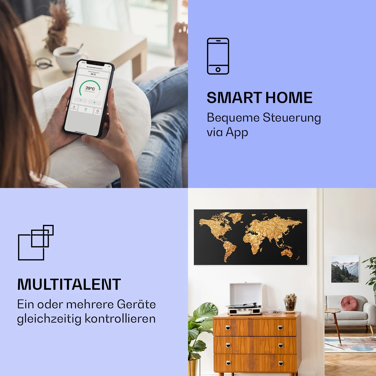 Wonderwall Air Art Smart Infrarotheizung Goldene Karte 120x60cm 700W 4 Wonderwall Air Art Smart Infrarotheizung Goldene Karte 120x60cm 700W – Bild 2