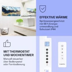 Wonderwall Air Art Smart Infrarotheizung Blauer Marmor 120x60cm 700W -Klarstein 10037912 de 0004 logo