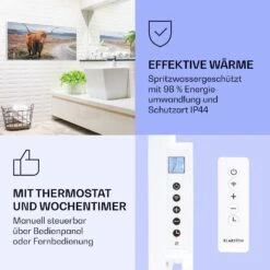 Wonderwall Air Art Smart Infrarotheizung Kuh 120x60cm 700W -Klarstein 10037924 de 0004 logo