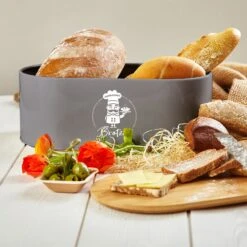 Rök Brotbox Metallblech Bambusdeckel 33,5 X 13 X 18 Cm (BxHxT) Oval -Klarstein 10038118 yy 0002 logo