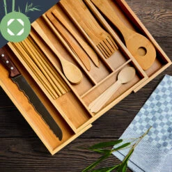 Besteckkasten 5-7 Fächer Max. 40 X 5 X 35,5 Cm Bambus -Klarstein 10038140 yy 0003 logo