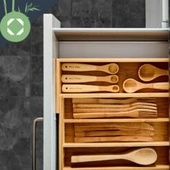 Besteckkasten 5-7 Fächer Max. 40 X 5 X 35,5 Cm Bambus -Klarstein 10038140 yy 0004 logo