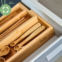 Besteckkasten 5-7 Fächer Max. 40 X 5 X 35,5 Cm Bambus -Klarstein 10038140 yy 0006 logo