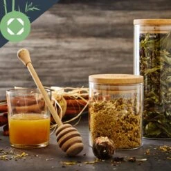 Rundes Glas Mit Bambusdeckel 4er-Set Inhalt: 600 Ml, 1000 Ml, 1500 Ml, 1800 Ml -Klarstein 10038254 yy 0004 logo