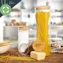 Rundes Glas Mit Bambusdeckel 4er-Set Inhalt: 600 Ml, 1000 Ml, 1500 Ml, 1800 Ml -Klarstein 10038254 yy 0007 logo