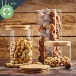 Eckiges Glas Mit Bambusdeckel Luftdicht Mit Silikonring 10x16x10 Cm 3x 1200 Ml -Klarstein 10038257 yy 0004 logo