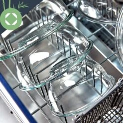 Glasschüssel 5er-Set Bambusdeckel Verschließbar BPA-frei Stapelbar -Klarstein 10038268 yy 0005 logo