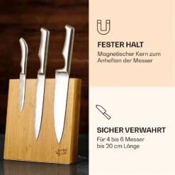 Messerblock Schräg, Magnetisch, Für 4-6 Messer, Bambus, Edelstahl -Klarstein 10038281 de 0003 logo