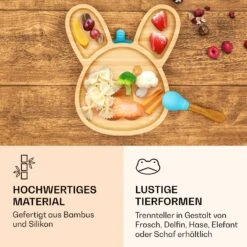 Kindergeschirr Bambusteller & Löffel 250 Ml Inkl. Saugnapf 18 X 18 Cm -Klarstein 10038288 de 0004 logo