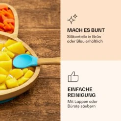 Kindergeschirr Bambusteller & Löffel 250 Ml Inkl. Saugnapf 18 X 18 Cm -Klarstein 10038288 de 0005 logo