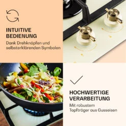 Victoria Domino Gaskochfeld 2-flammig Sabaf-Brenner Glaskeramik Retro-Look -Klarstein 10038375 de 0005 logo