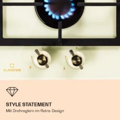 Victoria Domino Gaskochfeld 2-flammig Sabaf-Brenner Glaskeramik Retro-Look -Klarstein 10038375 de 0006 logo