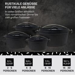 Galloway Dutch Oven 4.5 BBQ-Topf Gusseisen Größe S / 4.5 Qt -Klarstein 10038580 de 0006 usp