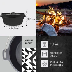 Galloway Dutch Oven 12.0 BBQ-Topf Gusseisen Größe XL / 12 Qt 12 Galloway Dutch Oven 12.0 BBQ-Topf Gusseisen Größe XL / 12 Qt -Klarstein 10038583 de 0004 usp