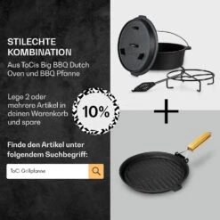 Guernsey Premium Dutch Oven 4.5 BBQ-Topf Gusseisen Größe S / 4.5 Qt -Klarstein 10038637 de 0007 usp