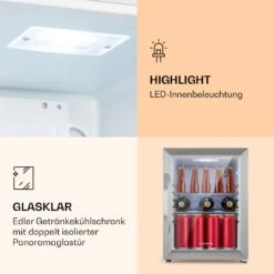 Beersafe M Crystal White Kühlschrank 33 Ltr 2 Böden Glastür Edelstahl -Klarstein 10039423 de 0004 logo