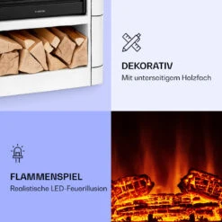 Dukono Elektrokamin 1800 W LED-Flammen Heizlüfter Timer Holzfach -Klarstein 10039851 de 0003 logo