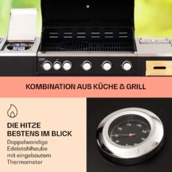 Jersey Outdoor Kitchen Gasgrill Spüle 20,7 KW 5+1 Brenner Mobil -Klarstein 10039854 de 0003 usp