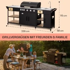 Jersey Outdoor Kitchen Gasgrill Spüle 20,7 KW 5+1 Brenner Mobil -Klarstein 10039854 de 0006 usp