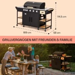 Jersey Outdoor Kitchen Gasgrill 20,7 KW 5+1 Brenner Mobil Regenschutz -Klarstein 10039855 de 0006 usp