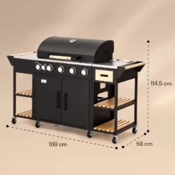 Jersey Outdoor Kitchen Gasgrill 20,7 KW 5+1 Brenner Mobil Regenschutz -Klarstein 10039855 yy 0008 dimensions