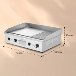 Grillmeile 4400 Elektrogrill Plancha 2x2200W Grillplatte Edelstahl -Klarstein 10039915 yy 0008 dimensions