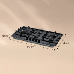 Ignito Chef Edition 5 Zonen Gaskochfeld 5-flammig Sabaf-Brenner Glaskeramik -Klarstein 10040146 yy 0007 dimensions