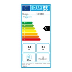 Kraftwerk Eco Smart 11 Klimaanlage 3-in-1 11500 BTU App Fernbedienung -Klarstein 10040189 energy label