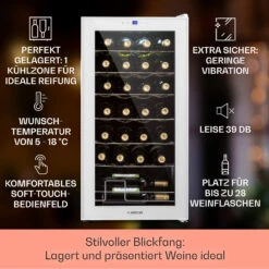Shiraz 28 Uno Weinkühlschrank 74l 28Fl Touch-Bedienfeld 5-18°C -Klarstein 10040218 de 0002 usp