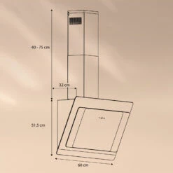 Aurora 60 Smart Dunstabzugshaube 550 M³/h 60cm Kopffrei Ambiente-Licht EEC A++ -Klarstein 10040234 yy 0007 dimensions
