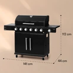 Valdosta 6.1 Gasgrill 6+1 Brenner 19,3 KW Gesamtleistung -Klarstein 10040269 yy 0008 dimensions