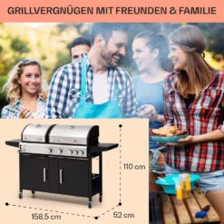 Kingsville 4.1 Kombigrill Gas + Kohle 13,7 KW 4+1 Brenner -Klarstein 10040271 de 0007 usp