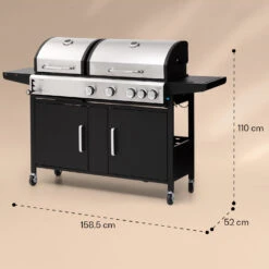 Kingsville 4.1 Kombigrill Gas + Kohle 13,7 KW 4+1 Brenner -Klarstein 10040271 yy 0008 dimensions