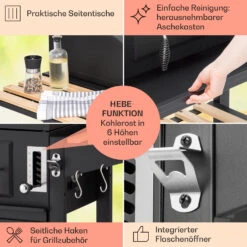 Aberdeen Kombi-Grill Gas Kohle Smoker Thermometer 2 Seitentische Mobil -Klarstein 10040294 de 0006 usp