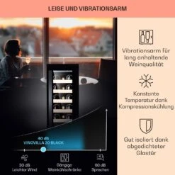 Vinovilla 20 Built-In Weinkühlschrank 50l / 20 Flaschen Glastür Edelstahl -Klarstein 10040729 de 0004 logo
