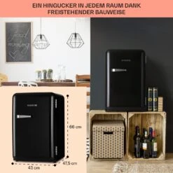 Audrey Retro-Kühlschrank 70 Liter 3 Regale 2 Türfächer Innenbeleuchtung -Klarstein 10040739 de 0005 logo