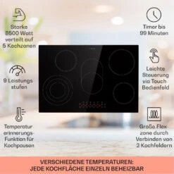 Virtuosa 5 Einbaukochfeld 5 Zonen 8500W Glaskeramik 11 Virtuosa 5 Einbaukochfeld 5 Zonen 8500W Glaskeramik -Klarstein 10041117 de 0002 usp