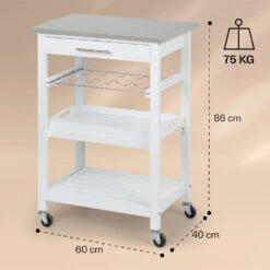 Vermont Servierwagen Küchenwagen 5 Etagen Holz Edelstahl Mobil -Klarstein 10041118 yy 0007 dimensions