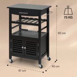 Louisiana Servierwagen Küchenwagen 5 Etagen Holz Handtuchhalter Mobil -Klarstein 10041123 yy 0008 dimensions