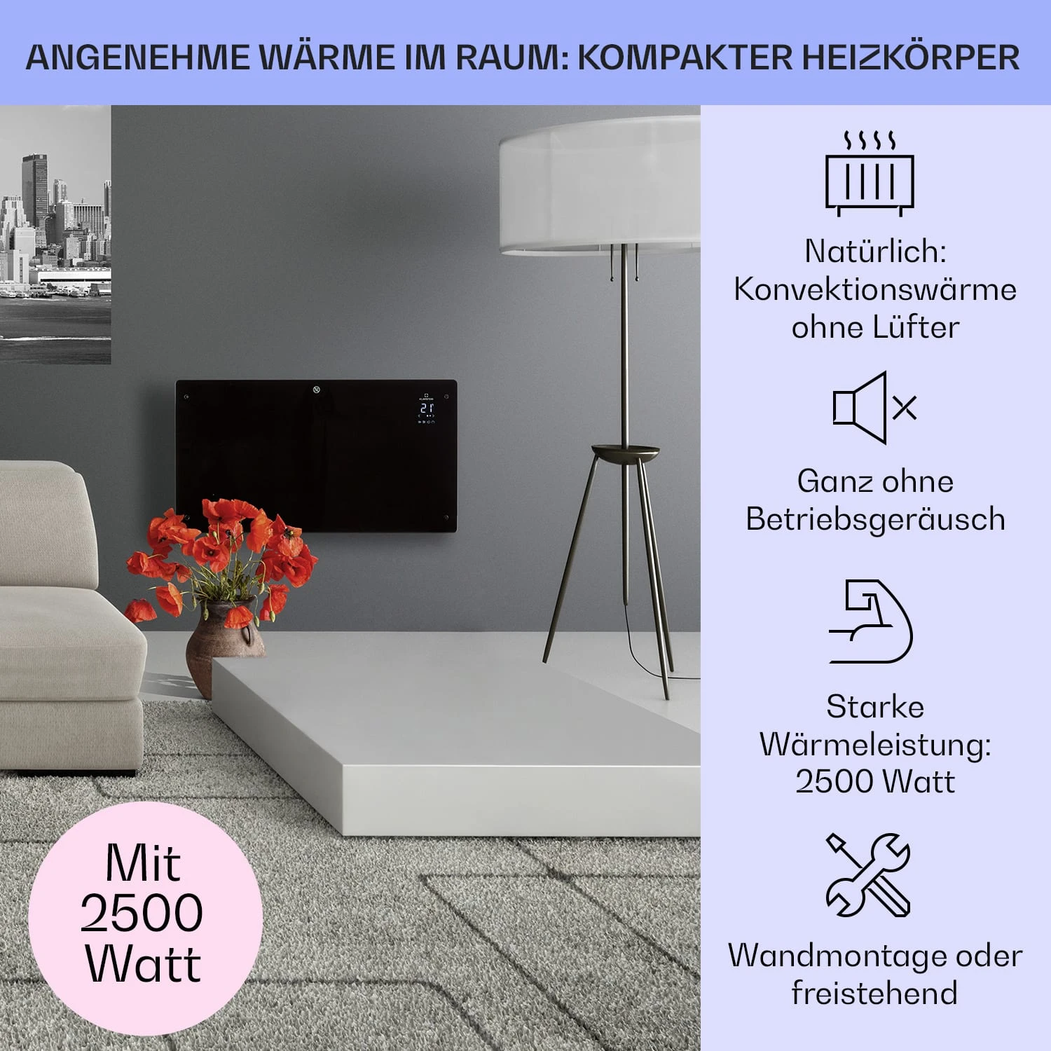 Bansin Crystal Smart Konvektions-Heizgerät 2500W 5 - 50 °C App-Steuerung 4 Bansin Crystal Smart Konvektions-Heizgerät 2500W 5 - 50 °C App-Steuerung – Bild 2