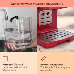 BellaVita Kaffeemaschine 3-in-1 1450 W 20 Bar Milchschäumer -Klarstein 10041240 de 0006 usp