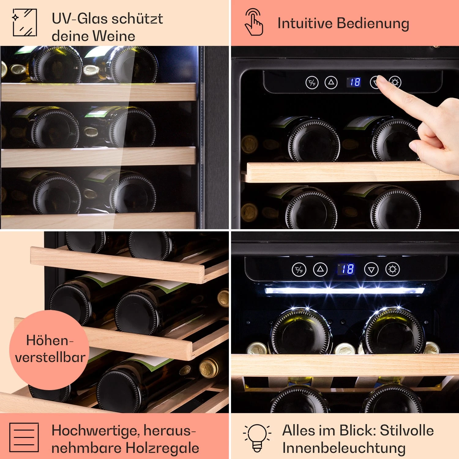 Vinovilla 29 Built-In Weinkühlschrank 81 L / 29 Fl. Glastür Edelstahl 7 Vinovilla 29 Built-In Weinkühlschrank 81 L / 29 Fl. Glastür Edelstahl – Bild 5
